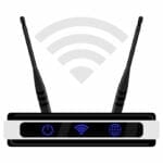 flat icon router with wi fi symbol over it isolated